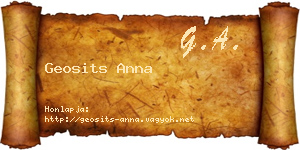 Geosits Anna névjegykártya